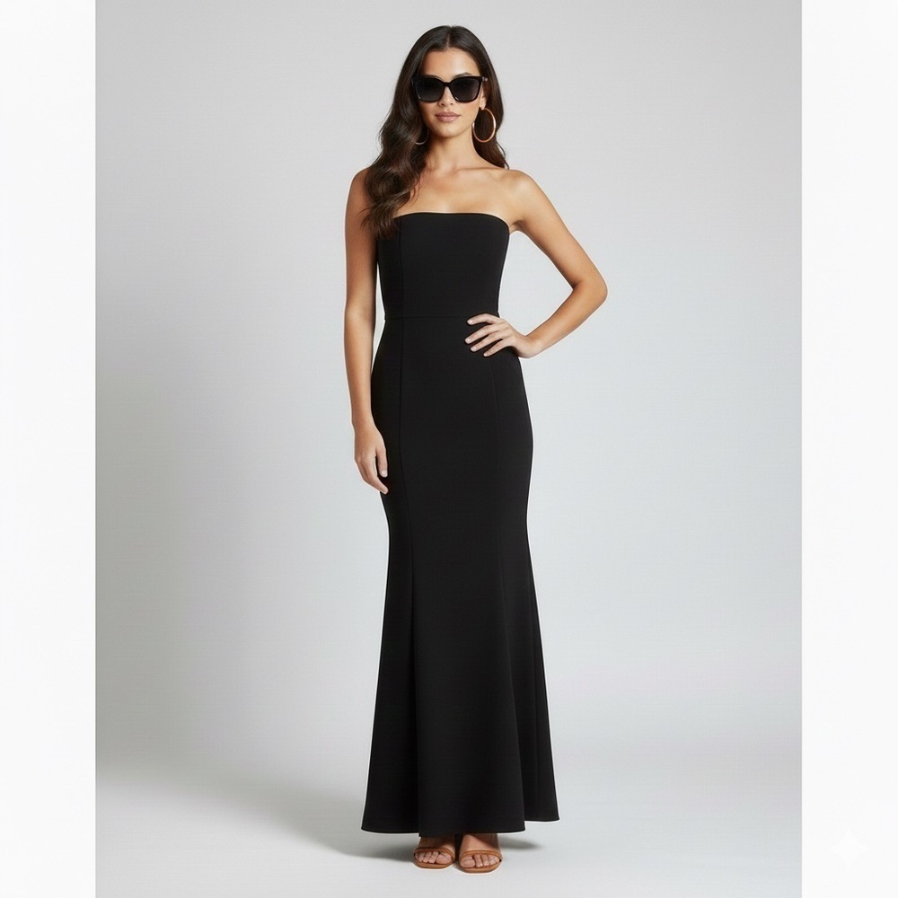Vintage Linda Lundstrom Black Tube Maxi Mermaid Dress - Medium, Stretchy! 🇨🇦